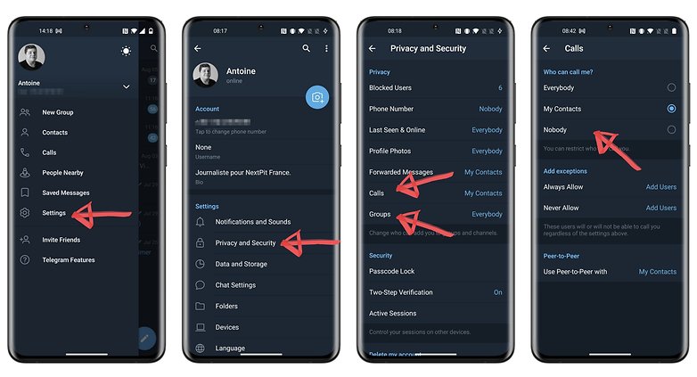 telegram privacy how to stop added to calls